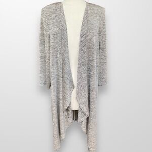 R M Richards Woman‎ 14 Long Open Front Cardigan Slinky Flowy Tan Black Travel